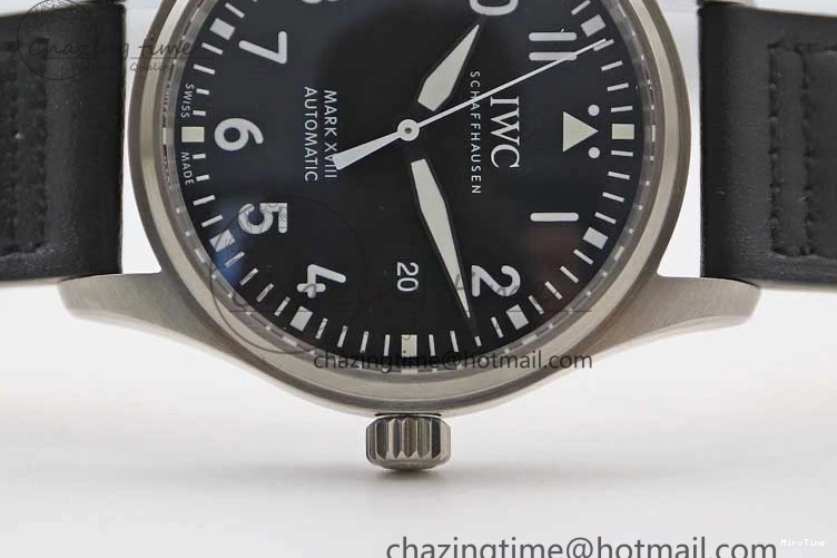 MIROTIME 0311 Vibrant Mark XVIII IW327001 SS M+F 1:1 Best Edition Black Dial on Black Leather Strap A 7055